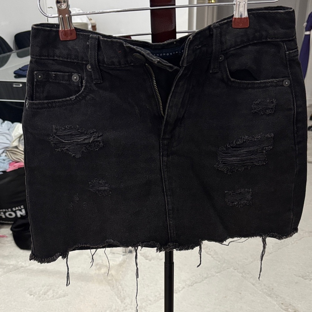 Aeropostale Black Distressed Mini Skirt